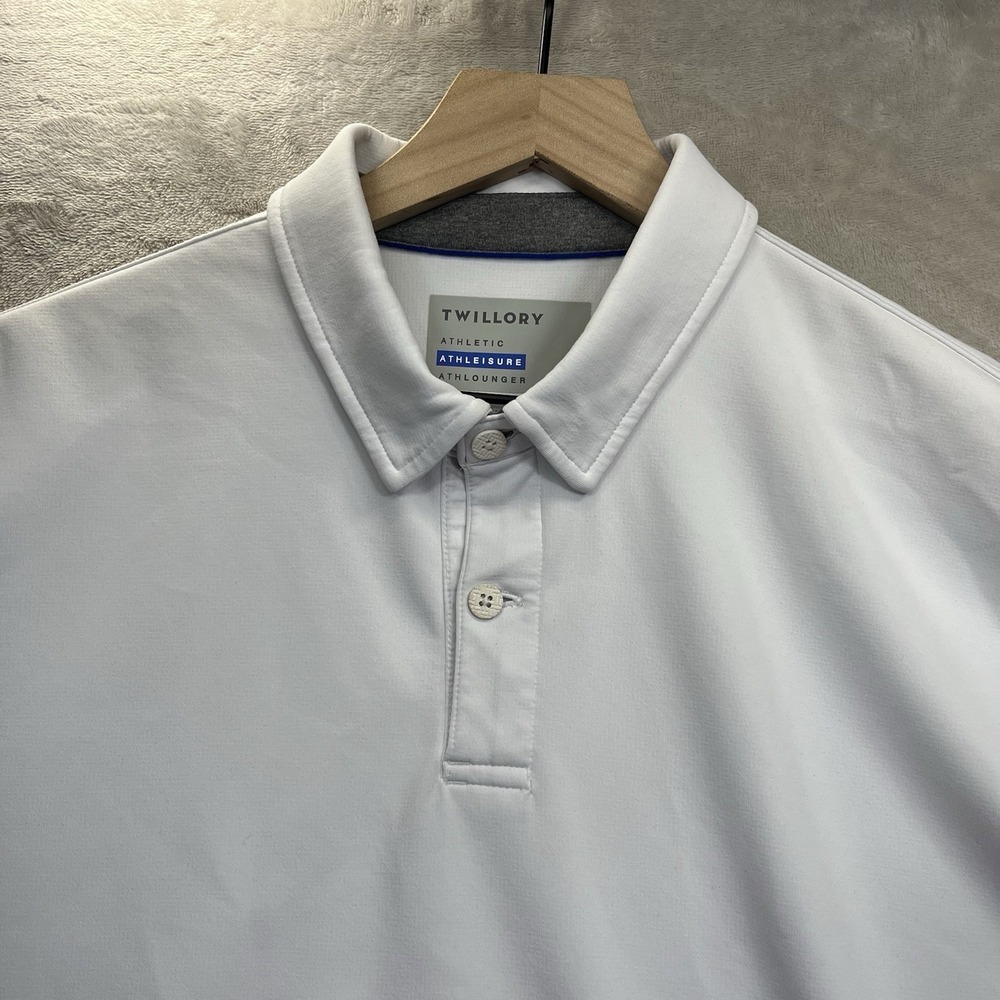 Twillory Shirt Mens XL White Polo Polyester Athleisure